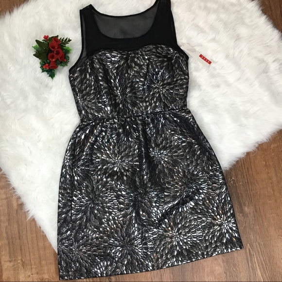 NWT Elle Silver Black Brocade Cocktail Dress 4 - Picture 2 of 8
